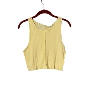 American Eagle Butter Yellow Ribbed Seam Detail Tank Top Size M Cotton Blend